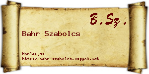 Bahr Szabolcs névjegykártya